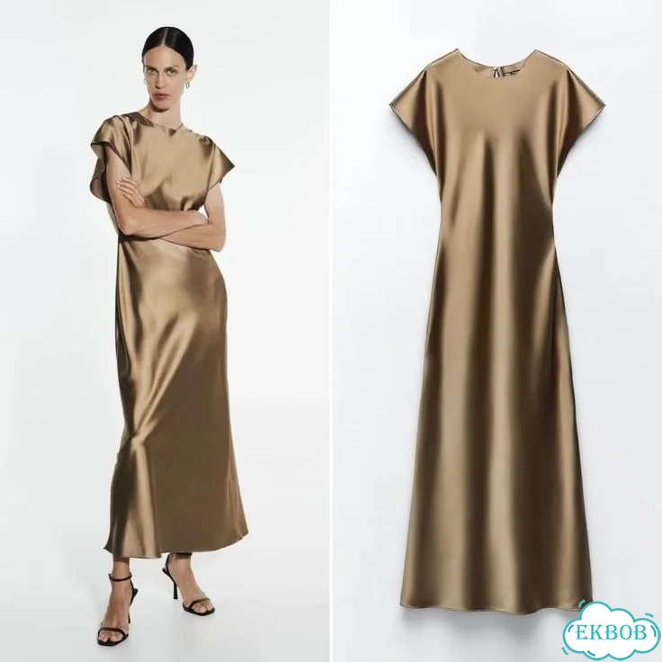 Атласное платье Zara макси фото 1