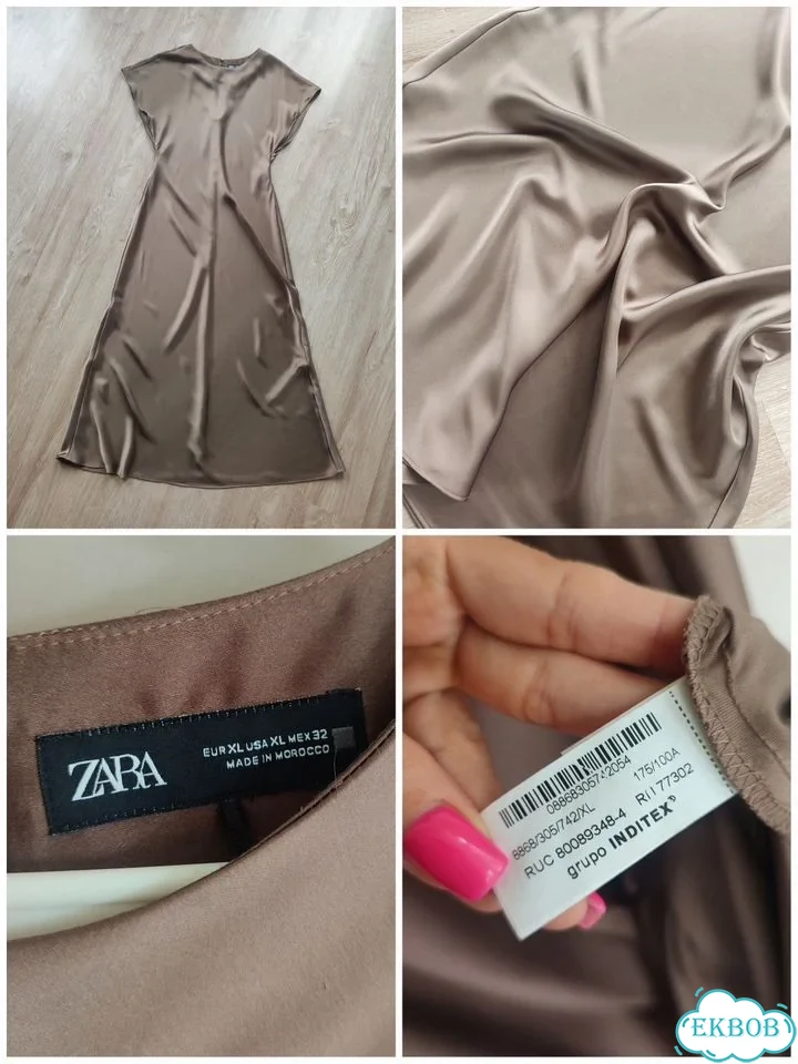 Атласное платье Zara макси фото 7