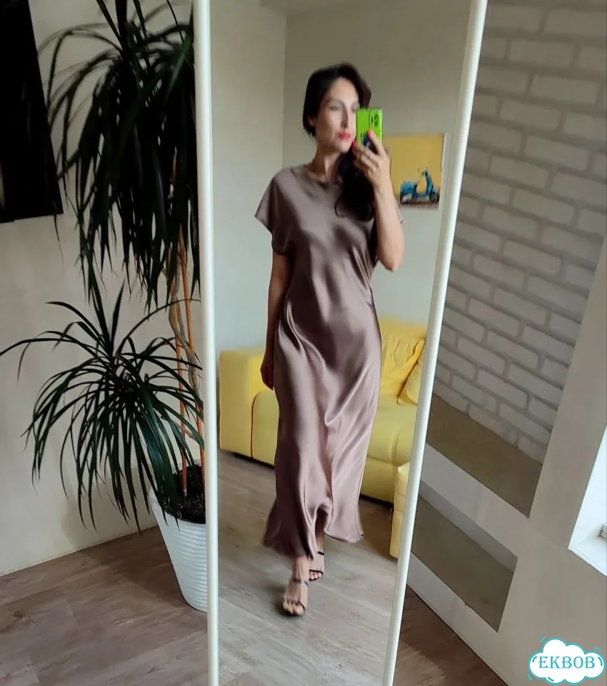 Атласное платье Zara макси фото 9