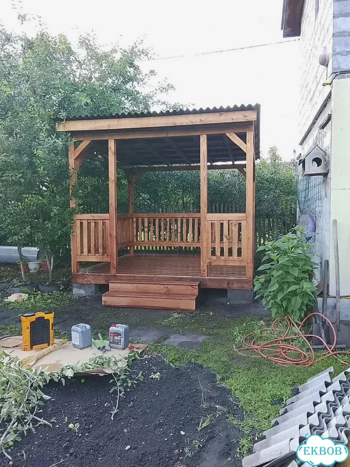 Беседка из дерева шатер фото 7