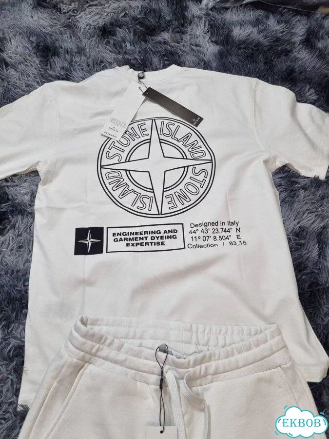 Мужской Костюм Stone Island (Футболка + Шорты) фото 11