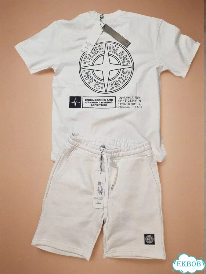 Мужской Костюм Stone Island (Футболка + Шорты) фото 1