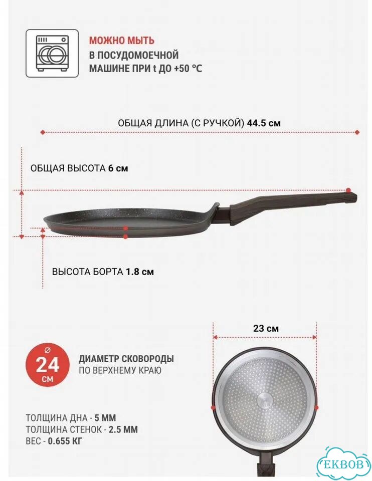 Блинная сковородка resto 24 см фото 9