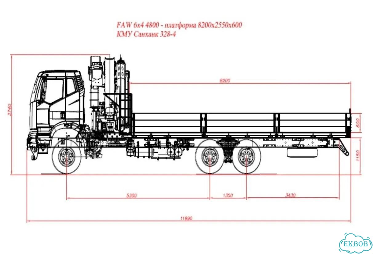 Бортовой грузовик FAW J6 с КМУ Sunhunk, 2026 фото 25