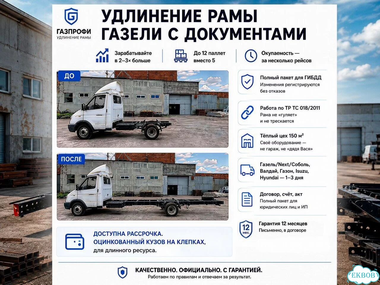 Удлинение рамы услиление Газель с гарантией и доками фото 1