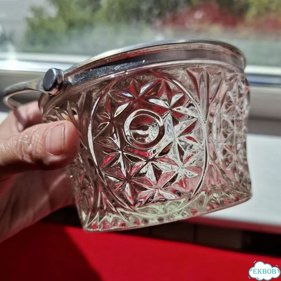 Конфетница сахарница СССР с металлической крышкой фото 4