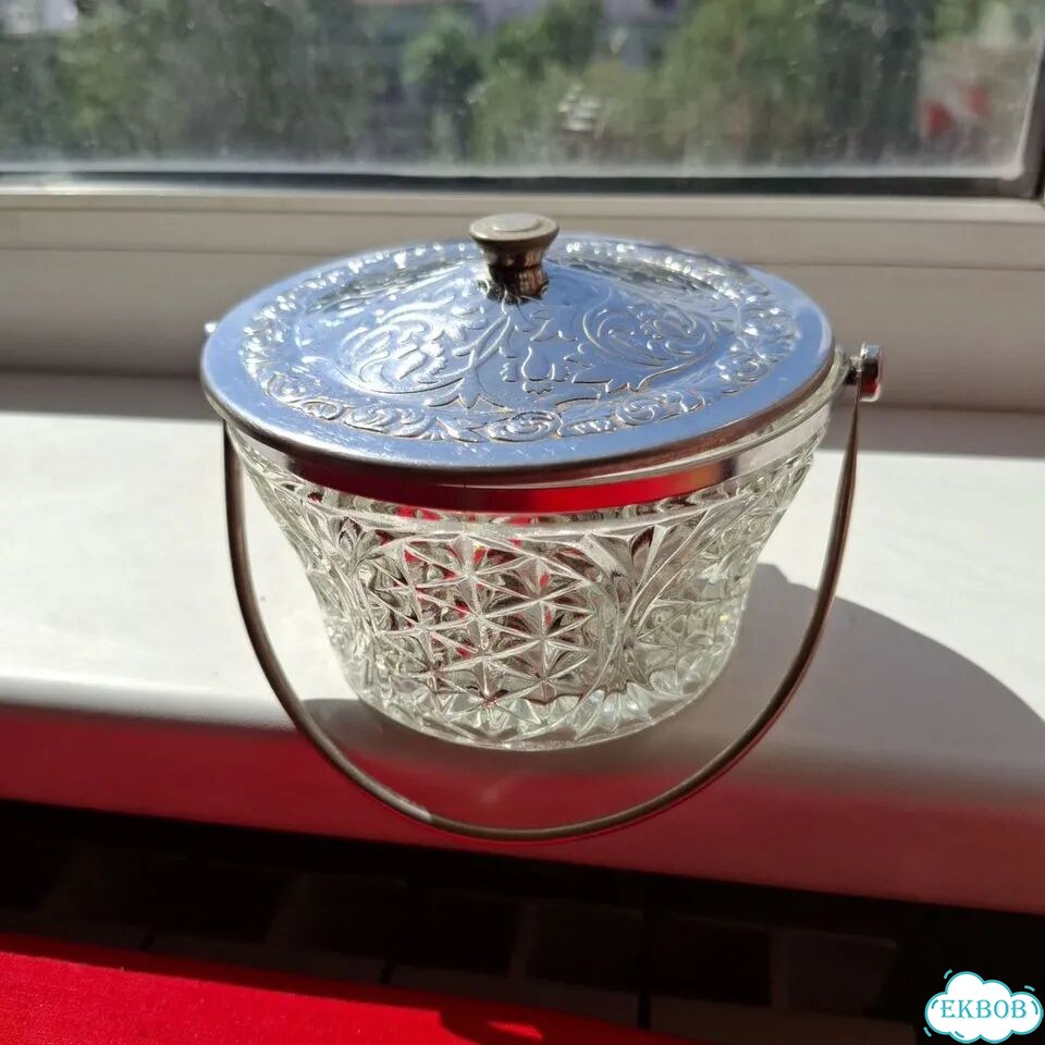 Конфетница сахарница СССР с металлической крышкой фото 7