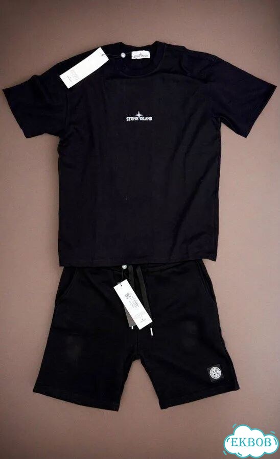 Мужской Костюм Stone Island (Футболка + Шорты) фото 1