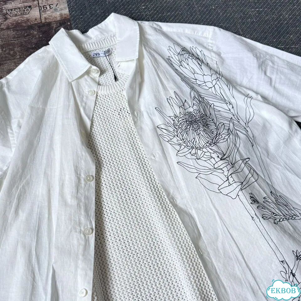 Летняя рубашка zara с графичным принтом Oversize фото 10