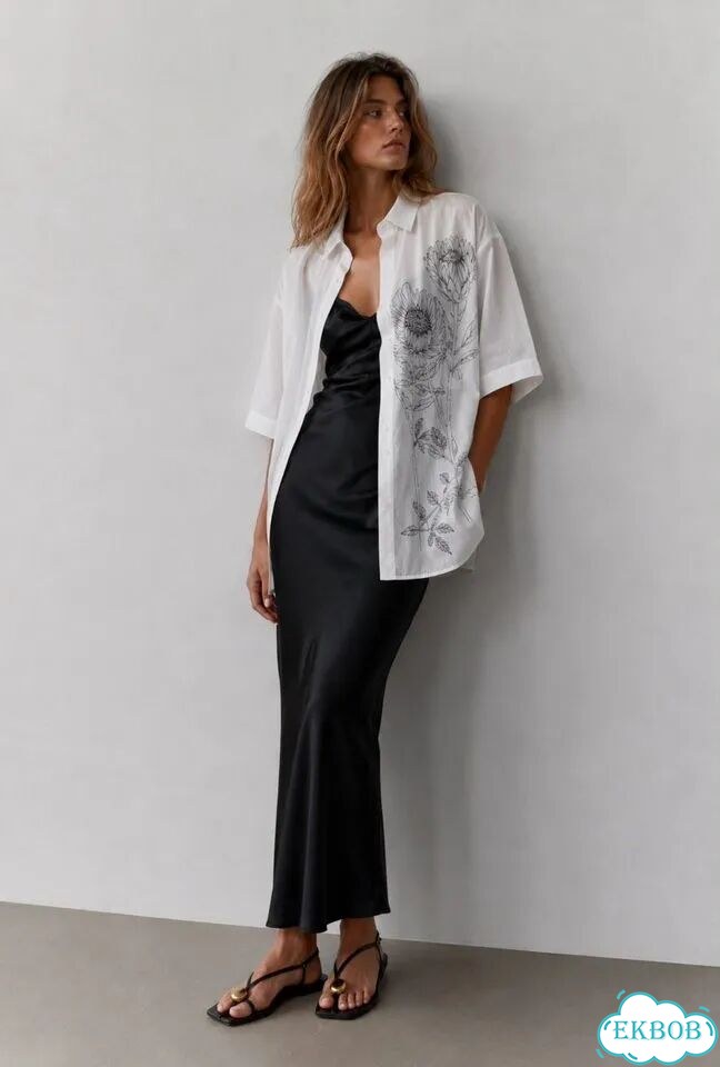 Летняя рубашка zara с графичным принтом Oversize фото 11