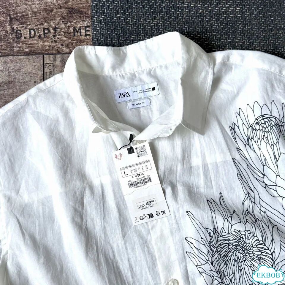 Летняя рубашка zara с графичным принтом Oversize фото 6