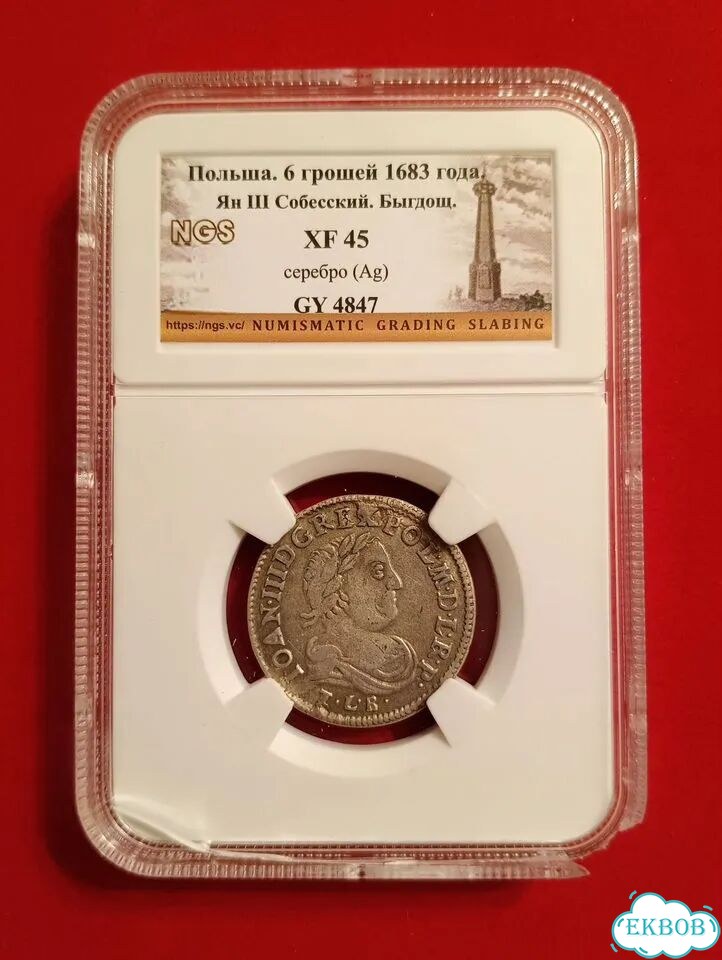 6 грошей 1683 года Грейд XF 45 фото 3