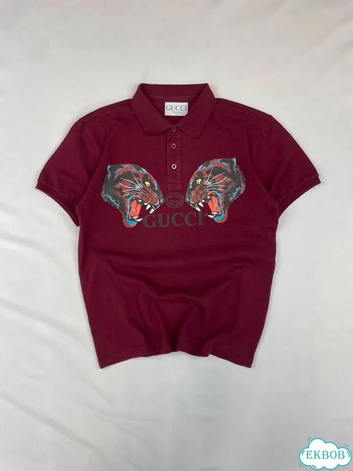 Поло Gucci мужская бордовая фото 1
